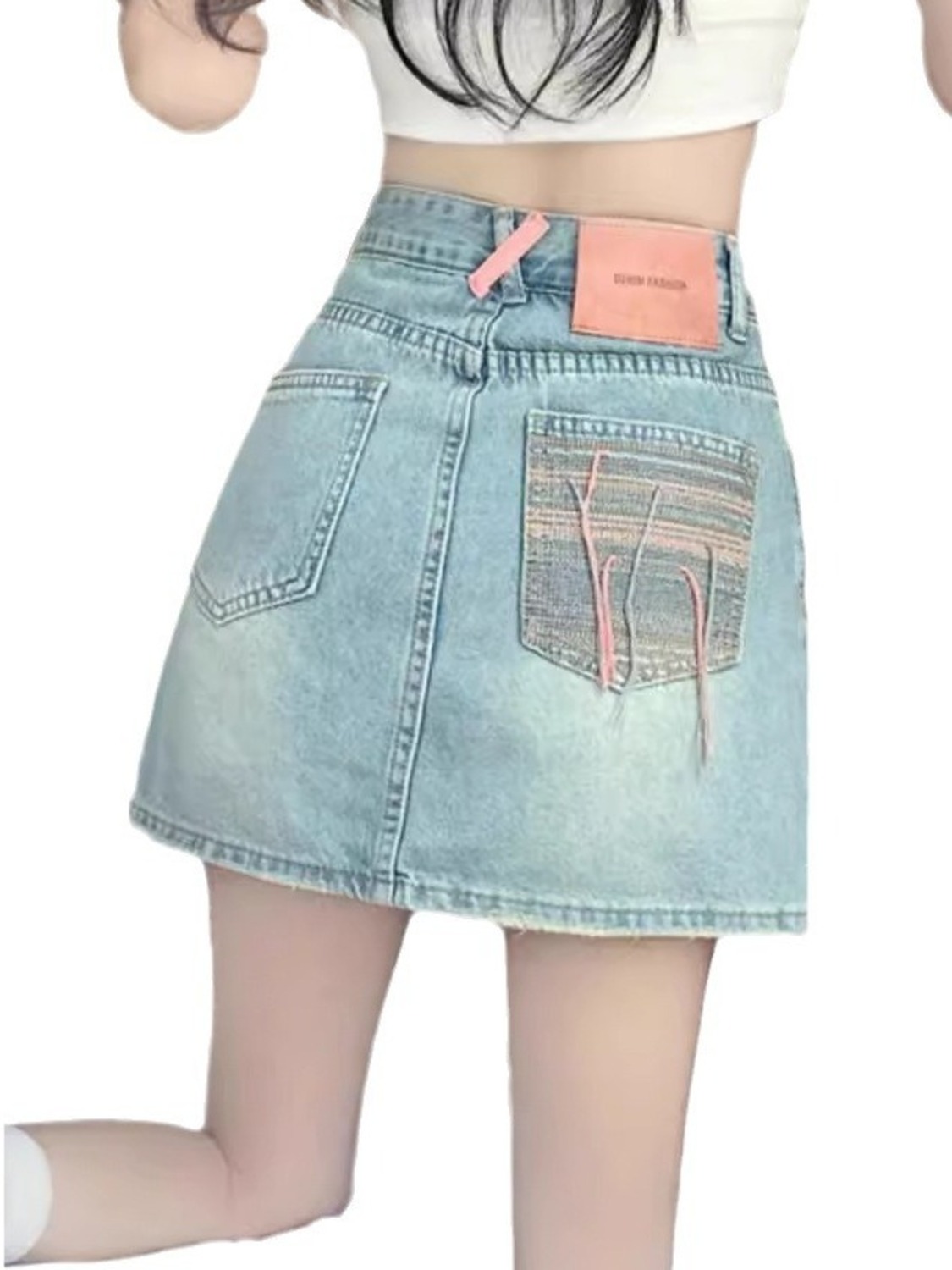 Denim Shorts Women - Falda pantalón vaquera vintage lavada para