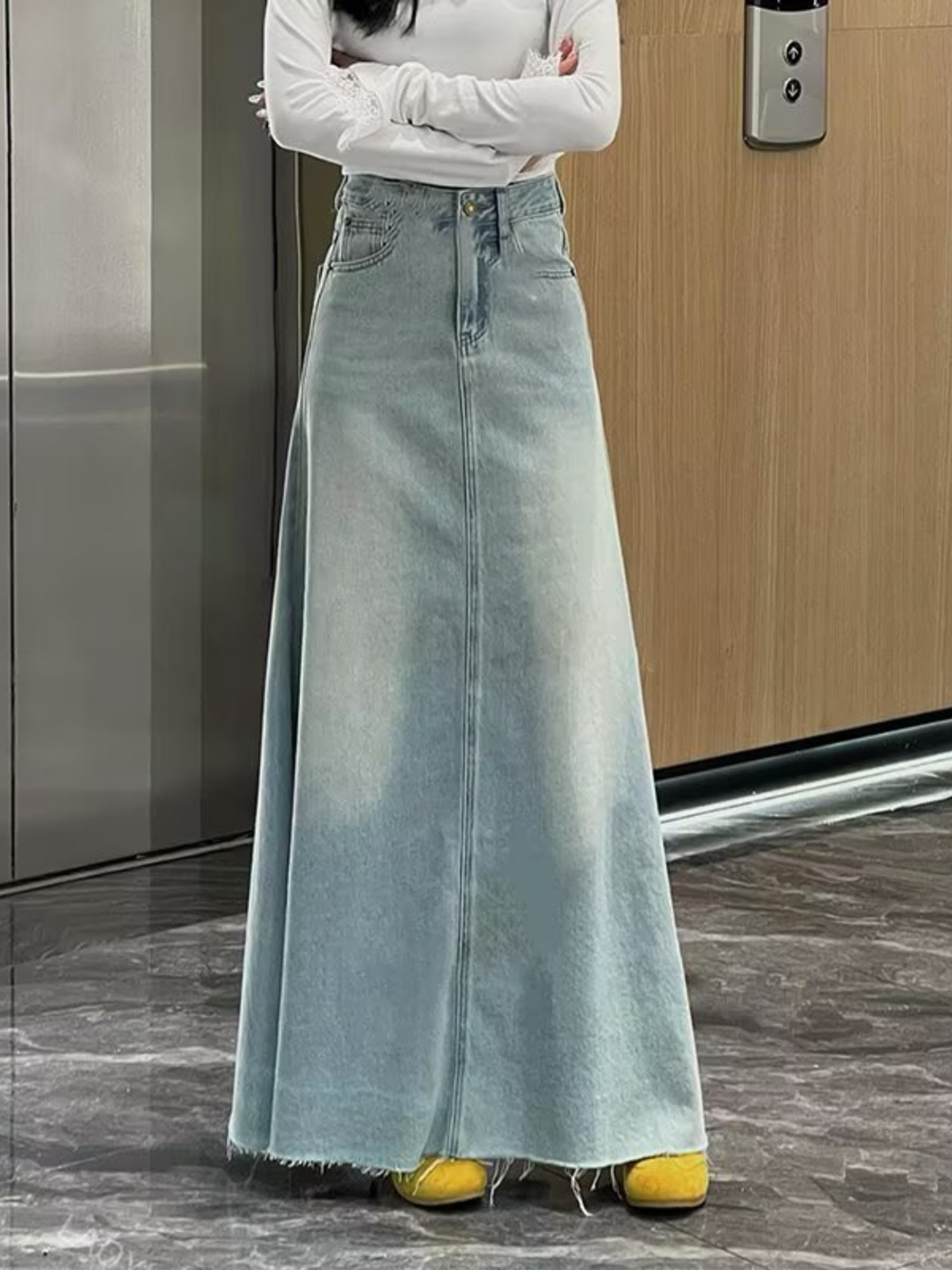 Denim Shorts Women - Falda pantalón vaquera plisada de cintura