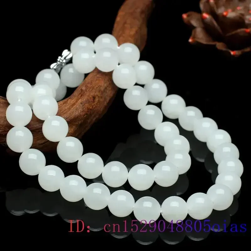 Trend Women Fashion - Collar de cuentas de Jade blanco,