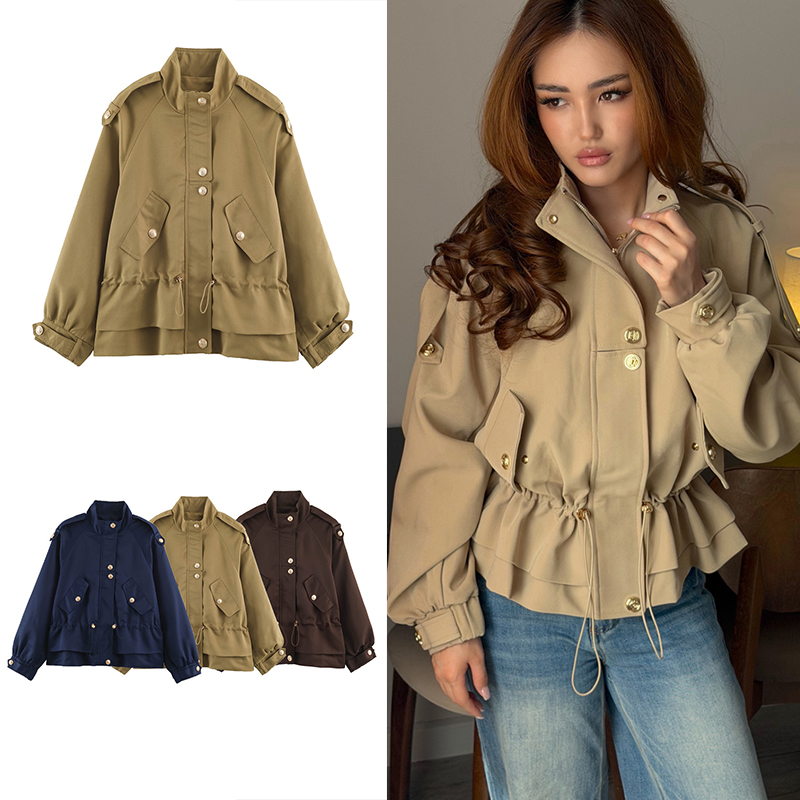 Women'S Fashion Utility Jacket - Chaqueta Urbana de Moda con Cuello