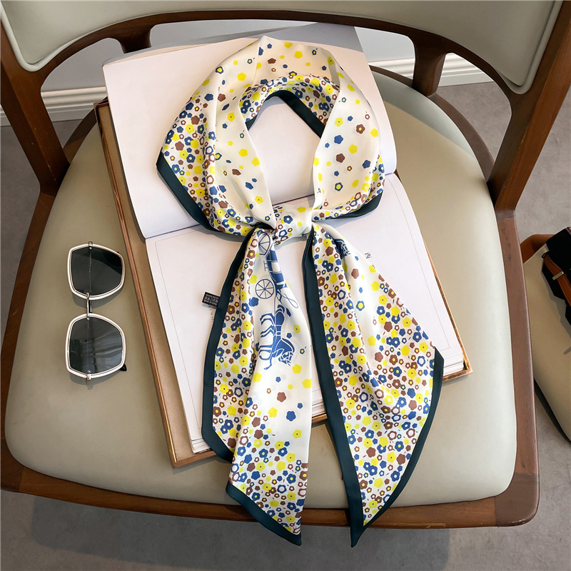 Women Fashion Necktie - Pañuelo largo de seda con estampado