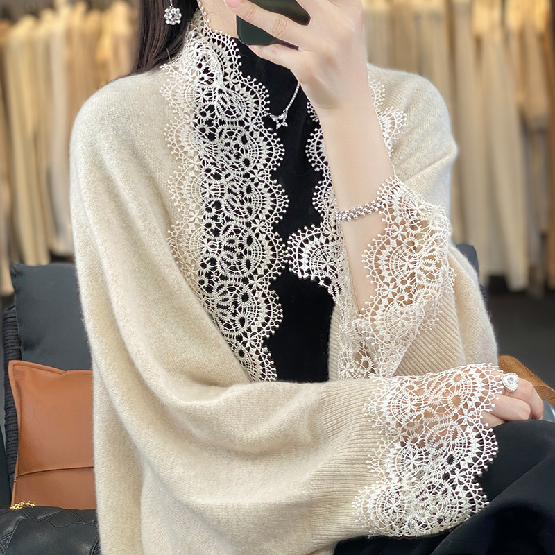Capa de lana merina con borde  - Women'S Fashion Knitwear reseña y precio