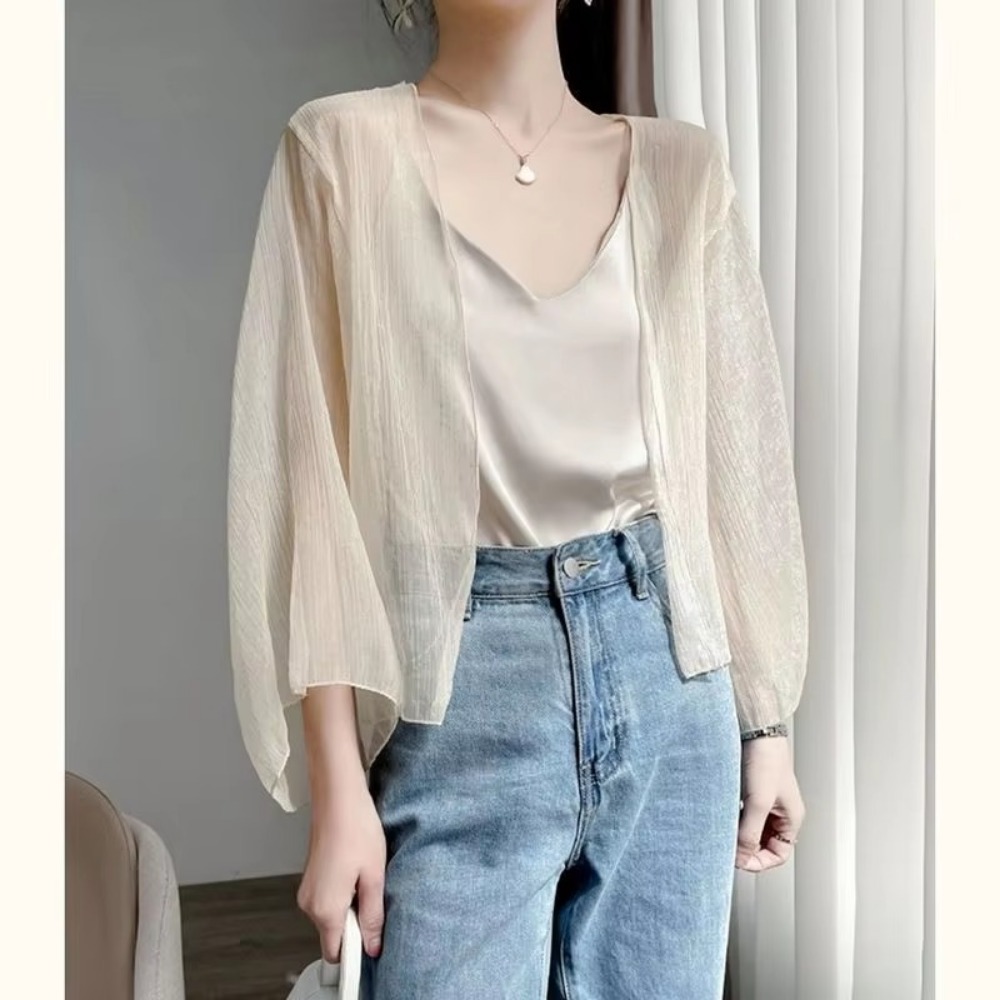 Cárdigan arrugado de verano pa - Women'S Fashion Knitwear reseña y precio