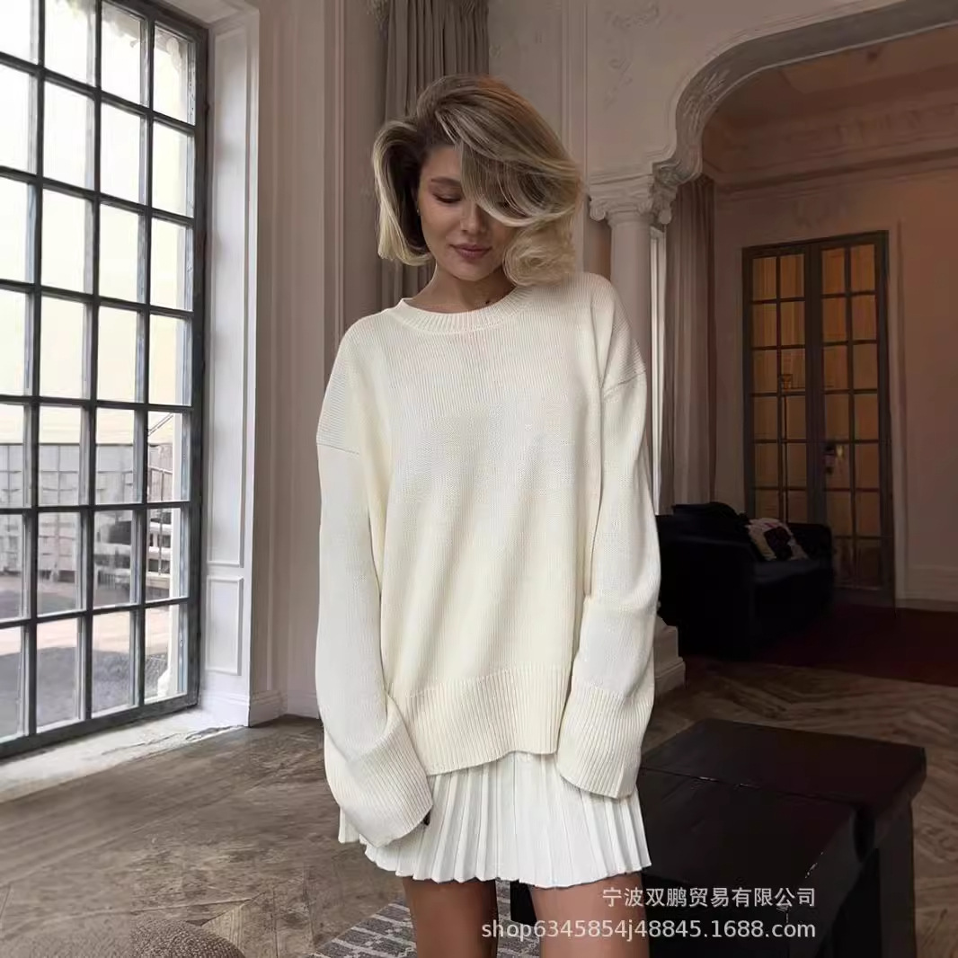 Otoño Color sólido cuello redo - Women'S Fashion Knitwear reseña y precio