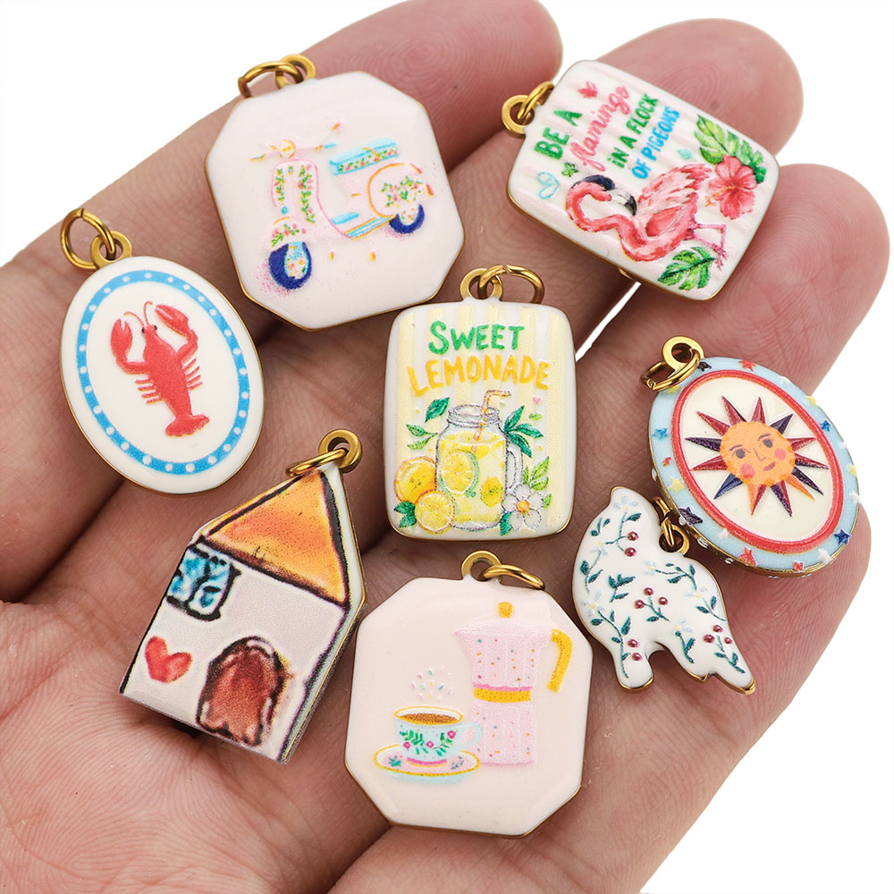 2 piezas de dijes de acero ino - Women Fashion Jewellery reseña y precio